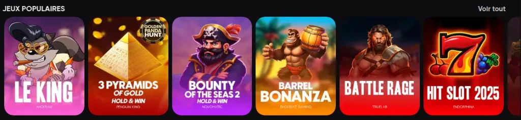 Catalogue de jeux du casino – slots, tables et casino en direct sur une seule page